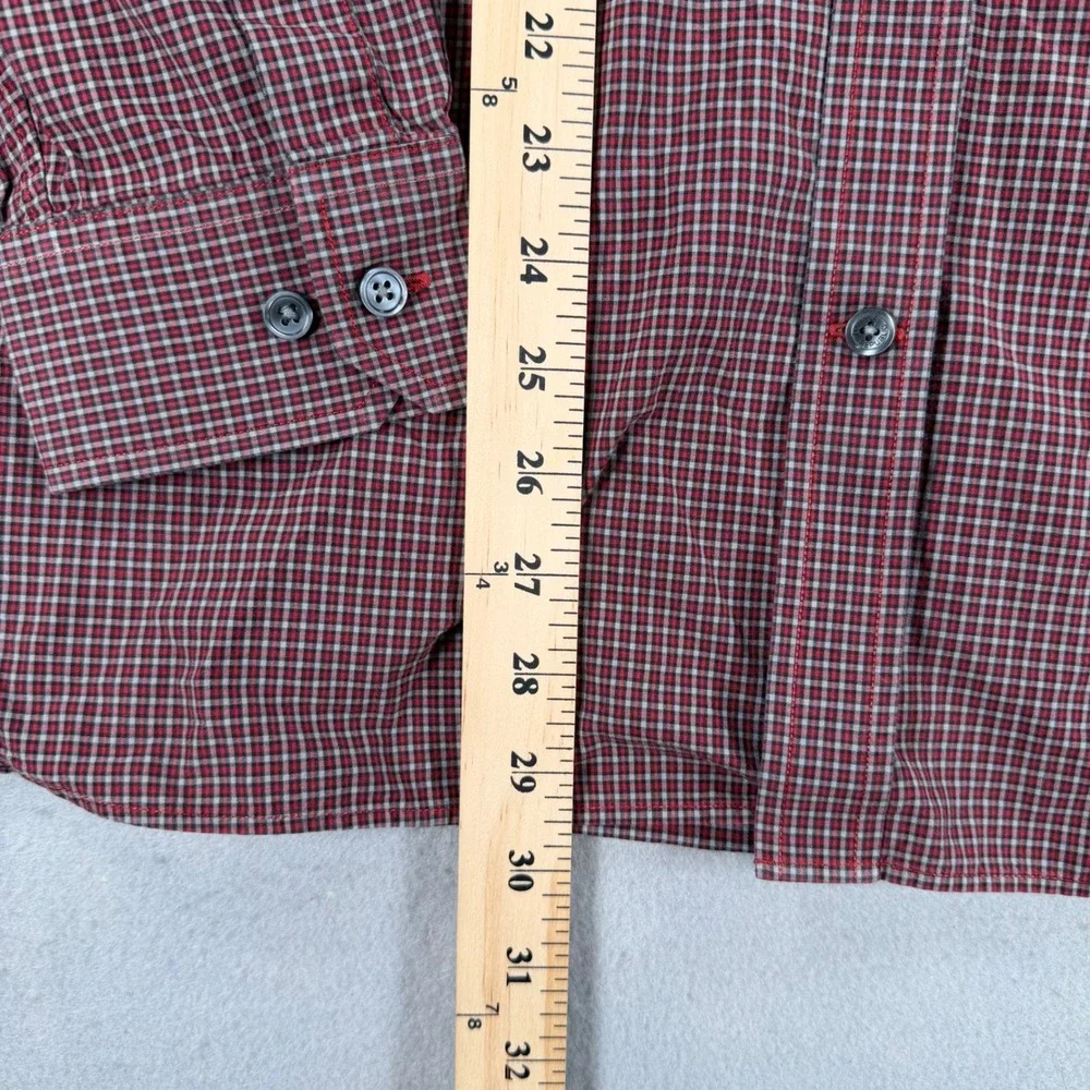 Vintage Banana Republic Heritage Mens Large Red Micro Check Button Up